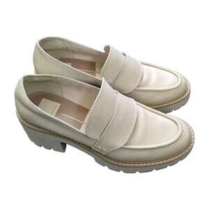 DOLCE VITA HALONA Ivory Leather Lug Sole Heeled Platform Loafer 8